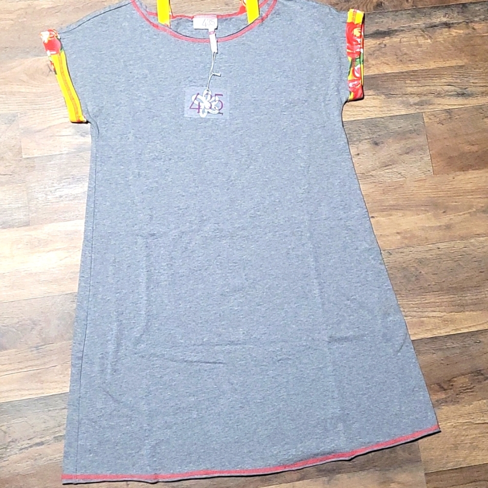 Matilda jane dress grey yellow flower print cuffs. NWT. Smoke free home size 16